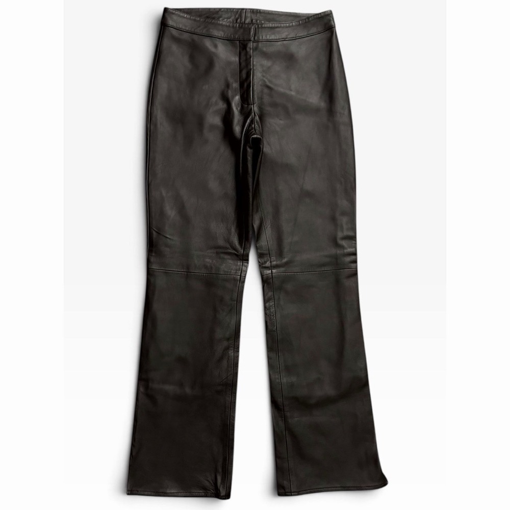 Cache Leather Pants Womens 6 Brown Genuine Leather Bootcut Y2K Vintage Holiday